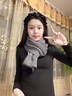 槿城冬季圍巾女韓版簡(jiǎn)約綠色毛線(xiàn)針織圍巾短款保暖圍脖男YYL012 灰色 25cmX160cm 曬單實(shí)拍圖