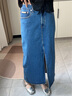 Calvin Klein Jeans夏季女士復(fù)古經(jīng)典雙后袋ck前開叉牛仔長裙半身裙40WK882 NA6-牛仔藍(lán) M 28 曬單實拍圖
