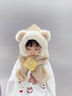 拜杰兒童帽子圍脖口罩一體冬季兒童可愛保暖防風(fēng)護(hù)耳寶寶毛絨套裝 咖啡色 曬單實(shí)拍圖