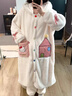 莫代爾可愛(ài)KT貓珊瑚絨睡袍女冬季連帽加絨加厚保暖軟綿綿卡通家居服套裝 8806KT貓睡袍套裝 L 【100-120斤】 曬單實(shí)拍圖