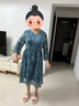 亦朵女裝藍(lán)色真絲絲絨連衣裙女長袖中長款春秋氣質(zhì)連衣裙 藍(lán)色 M 曬單實拍圖