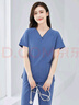 純聲洗手衣女短袖手術(shù)衣刷手服薄款速干彈力長袖美容院護(hù)士薄款工作服 女款湖藍(lán)短袖套裝（含褲子） M 曬單實拍圖