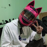 HNJ摩托車(chē)頭盔貓耳朵頭盔四季全盔男女騎士機車(chē)安全帽個(gè)性情侶頭盔 粉色貓+透明片+黑色鏡片 XL (建議頭圍60-62） 曬單實(shí)拍圖
