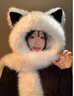 蘇木佰（SOMUBAY）毛絨絨加厚狐貍耳朵帽子圍巾一體女2024年秋冬季保暖顯臉小雷鋒帽 白色【優(yōu)質(zhì)面料】 M(56-58cm) 曬單實(shí)拍圖