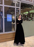 麗佰昕新款黑色大碼晚禮服年會(huì )藝考絲絨顯瘦高級感主持人聲樂(lè )藝考禮服冬 黑色長(cháng)袖 2XL 曬單實(shí)拍圖