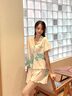 朵朵·可可夏季新款純棉針織寬松印花短袖短褲家居服睡衣女套裝 淺杏 155(S) 曬單實(shí)拍圖