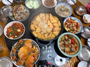 粵順 飯菜保溫板加熱板暖菜板熱菜板暖菜寶智能遙控自動手動旋轉保溫餐桌多功能火鍋爐餐桌面 黑色（直徑85CM）火鍋8+1（手動旋轉） 曬單實拍圖