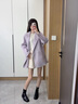 香影劉些寧同款雙面呢羊毛大衣女冬季小個(gè)子中長(cháng)紫色西裝毛呢外套 紫色 S 155/80A/85-95斤 曬單實(shí)拍圖