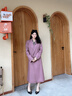 顏域優(yōu)雅氣質(zhì)中長款風衣女款2024新款早秋紫色西裝領英倫風外套女 紫色 M 曬單實拍圖
