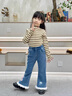 靚貝城堡女童牛仔褲秋冬款褲子2026新款洋氣兒童寶寶棉褲冬裝加絨喇叭褲 藍色加絨 120cm 曬單實(shí)拍圖