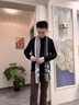 巴魯尼品牌羊毛圍巾男士秋冬季百搭條紋針織圍脖高檔生日禮物2024新款 灰米撞色 曬單實拍圖
