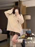 矜持范v領(lǐng)開衫毛衣外套女秋冬寬松日系復(fù)古慵懶風(fēng)感針織衫女外搭上衣 杏色(款) S 建議8095斤 曬單實(shí)拍圖