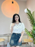 羅蒙（ROMON）法式娃娃領(lǐng)短袖雪紡襯衫女夏季2025新款減齡時(shí)尚洋氣別致蕾絲小衫 杏色 M -95-105斤 曬單實(shí)拍圖