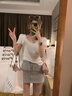 FSHE灰色運動半身裙女2025新款夏季衛(wèi)衣裙短裙子高腰包臀休閑a字裙褲 灰色運動短裙 S 曬單實拍圖