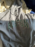 BM衛(wèi)衣女2025年BOSTON加絨套頭連帽衫秋美式復(fù)古百搭oversize衛(wèi)衣 灰色綠字母 均碼 曬單實(shí)拍圖
