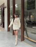 妃奧絨寬松毛衣女秋冬軟糯外穿2025新款慵懶風(fēng)高級感少女針織衫外套 杏色 M 曬單實拍圖