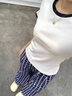 燦圖美式復(fù)古格子休閑褲子女春秋季新款小個子高腰寬松闊腿衛(wèi)褲子女裝藏青色M 【建議90-110斤】 曬單實拍圖
