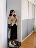 絲絨半身裙女拼接2025秋冬新款高腰法式氣質(zhì)開叉直筒a字裙中長裙 黑色 M (85-105斤） 曬單實拍圖