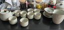 瓷牌茗茶具 汝瓷茶具泡茶器全套家用功夫茶具辦公室送人茶道瓷器整套 御煌提梁壺蓋碗8杯大全套+胡桃盤 曬單實拍圖