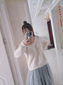 丹珠娜 針織連衣裙套裝女秋冬新款韓版時尚顯瘦女神范毛衣網(wǎng)紗裙套裝女 上衣+網(wǎng)紗裙子 S 曬單實拍圖