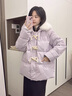 韓璐嬌（hanlujiao）紫色牛角扣羽絨棉服女冬季2024新款韓版寬松大毛領(lǐng)加厚面包服外套 紫色 M 曬單實(shí)拍圖