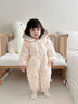 班喜迪嬰兒衣服秋冬裝女寶寶連體衣嬰幼兒棉服超萌冬季加絨夾棉連帽爬服 米色 90cm 曬單實(shí)拍圖