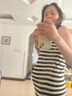 PMOG茶歇法式條紋無(wú)袖連衣裙女夏韓版修身顯瘦中長(zhǎng)款針織背心裙小個(gè)子 杏色條紋 M 建議90-100斤 曬單實(shí)拍圖