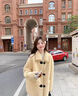 羅蒙（ROMON）冬季皮毛一體羊羔毛外套女秋冬感設(shè)計感小個子毛絨外套 玉米黃 M 【105-125斤】 拍照碼 曬單實拍圖