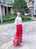 G.DUCKKIDS漢服馬面裙女童套裝中國風(fēng)兒童裝夏季小女孩改良唐裝秋裝古裝裙子 紅色裙+短袖襯衫 160 建議身高150-160年齡12-13 曬單實(shí)拍圖