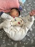 Aengbay昂貝 嬰兒睡衣春裝純棉家居打底內(nèi)衣新生兒睡衣寶寶連體衣春季 白色 80cm 曬單實拍圖