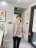 皮爾卡丹桑蠶絲襯衫女中袖夏裝2025新款洋氣印花襯衣高端上衣針織氣質(zhì)小衫 藍(lán)色花 4XL 適合145-160斤 曬單實拍圖