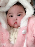 川孩童裝女寶寶秋冬裝可愛(ài)女童加絨外套0-1-2-3歲公主嬰幼兒衣服披肩 粉紅色 70 碼1至6月 曬單實(shí)拍圖
