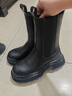 他她（TATA）厚底切爾西靴女款2024冬季 黑(鞋底藍) 38 曬單實(shí)拍圖