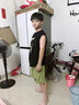 卡兔藍(lán)貓（KATULANMAO）男童無袖套裝夏裝帥氣潮兒童夏季薄款衣服7到8九十一歲男孩兩件套 綠色 160 曬單實(shí)拍圖