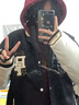 韓惠芷棒球服外套春秋款女2025加厚加棉美式學(xué)生寬松連帽百搭夾克女 A44酒紅春秋 L 【100-125斤】 曬單實拍圖