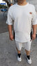 羅蒙（ROMON）冰絲短袖t恤男套裝夏季短袖男士半袖休閑打底衫夏裝短褲一套男裝 T805白色套裝 3XL （165斤-180斤） 曬單實拍圖