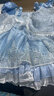 九能（jiuneng）女童禮服洛麗塔愛莎公主裙連衣裙冰雪兒童短袖表演仙女生日禮物 藍色公主裙單件+發(fā)箍 130 曬單實拍圖