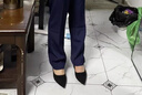 爾山集黑色高跟鞋女四季職業(yè)通勤單鞋女不易累腳禮儀面試上班工作鞋女 黑色絨面工作鞋 5cm 37 曬單實(shí)拍圖