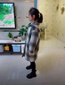 迪士尼（Disney）女童秋裝外套2024新款大童秋冬加絨加厚呢子兒童冬季長(cháng)款毛呢大衣 格子大衣 140 尺碼9~10歲 【130-140cm】 曬單實(shí)拍圖