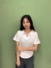 嫻柔短袖t恤女2025年夏季新款收腰翻領(lǐng)弧形下擺短款黑色半袖polo上衣 白色 卡碼拍大 M 【90-100斤】 曬單實(shí)拍圖