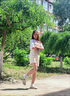 浪莎（LangSha）夏季新款減齡學(xué)院風(fēng)牛仔背帶褲女夏季韓版高腰顯瘦連體闊腿短褲 白色 L碼【110-120斤】 曬單實(shí)拍圖