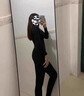 JIOESC秋衣秋褲套裝女士薄款保暖內衣顯瘦肌底衣圓領(lǐng)無(wú)痕打底衫女冬季 黑色【衣+褲】 彈力美體（均碼80—140斤） 曬單實(shí)拍圖