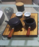 蘇氏陶瓷（SUSHI CERAMICS）粗陶功夫茶具套裝實(shí)木手柄雙側把茶壺家用茶具儲水茶盤(pán)茶托禮盒裝 粗陶茶具套裝 曬單實(shí)拍圖