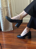 愛(ài)步（ECCO）高跟單鞋女 包頭粗跟鞋一腳蹬單鞋女 雕塑222603 黑色22260301001 39 曬單實(shí)拍圖