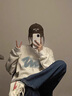 妙奕嘉圓領(lǐng)衛(wèi)衣女春秋季新款潮流外套女士高級(jí)感加絨長(zhǎng)袖t恤女生上衣 白灰色線條陰影圓領(lǐng)套頭衛(wèi)衣 XL 【薄款】【建議120-135斤】 曬單實(shí)拍圖