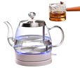 君萊克（youlike）君萊克玻璃燒水壺家用功夫茶煮水電茶壺開水壺透明保溫電熱水壺沖茶泡茶專用電熱燒水壺電熱壺 1L 白色+400ml木把壺 曬單實拍圖