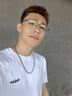 LOHO半框近視眼鏡男款黑框可配度數(shù)眼鏡架純鈦防藍(lán)光抗疲勞眼鏡框 亮黑色 1.56防藍(lán)光鏡片(適合50-300度) 曬單實拍圖