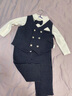 邦詩(shī)婕黎英式男寶寶禮服嬰幼兒滿(mǎn)月百日一周歲抓周紳士西裝小童衣服套裝春 深藍色(單層款) 80碼(適合身高80-90厘米)  曬單實(shí)拍圖