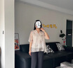 楚慕（CHUMU）中年媽媽裝夏季50歲洋氣T恤大碼服裝中老年女裝夏裝時(shí)尚小衫上衣 米色上衣 2XL (建議110-125斤) 曬單實(shí)拍圖