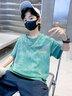 樂班比（LEBANBI）男童T恤短袖夏季純棉2023新款童裝衣服服裝大童男孩兒童衣服夏裝 綠色 160碼(建議身高155CM) 曬單實(shí)拍圖